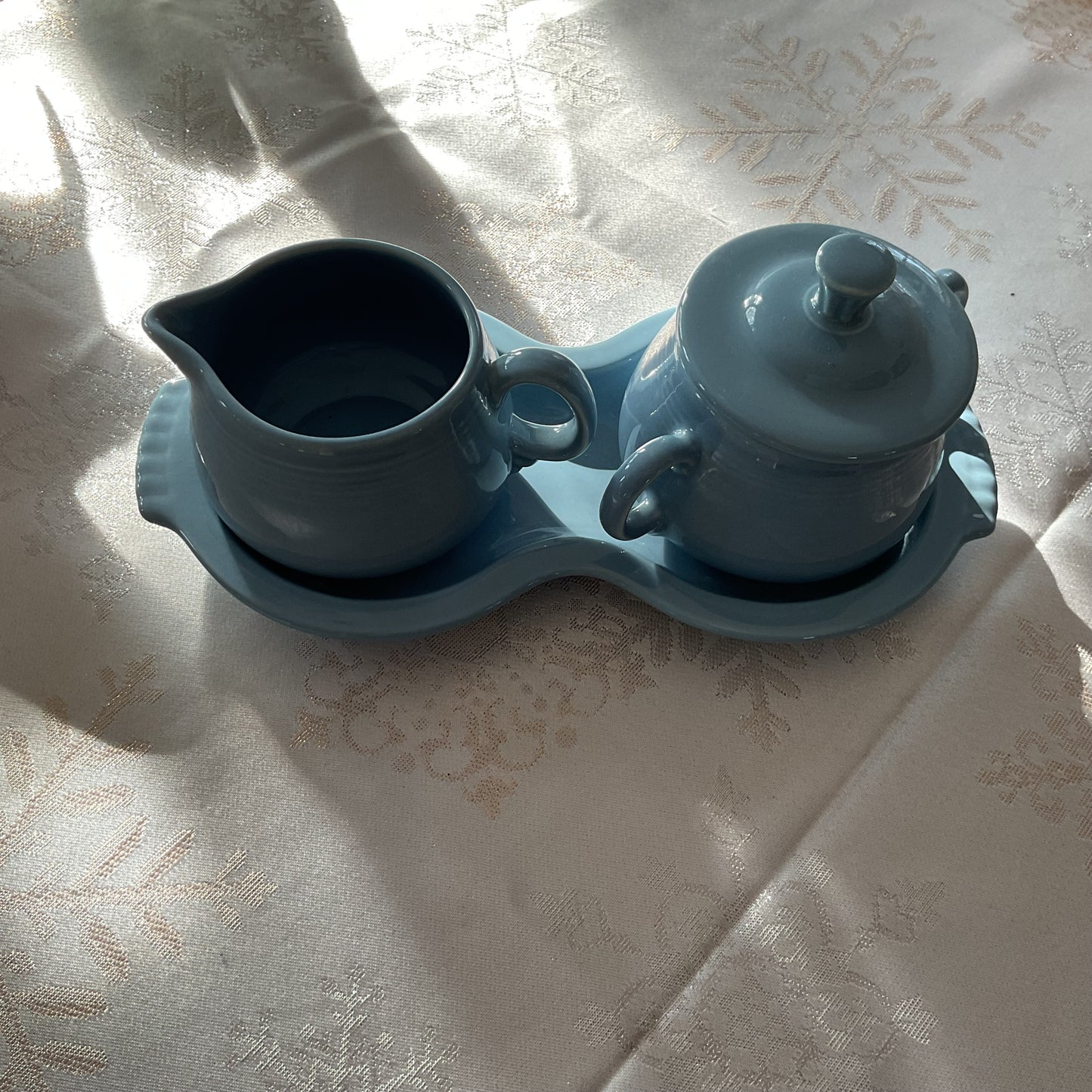 Fiestaware “Periwinkle” Blue Cream and Sugar Set Retired 4 Piece Fiesta