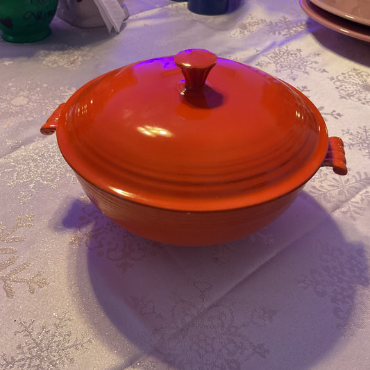 Vintage RARE Fiestaware Red Covered Casserole Dish W/Lid Fiesta Homer Laughlin