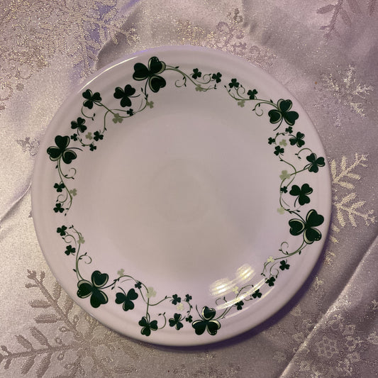 Fiesta St Patrick's Clover Shamrock 9" Luncheon Lunch Plate White BRAND NEW!