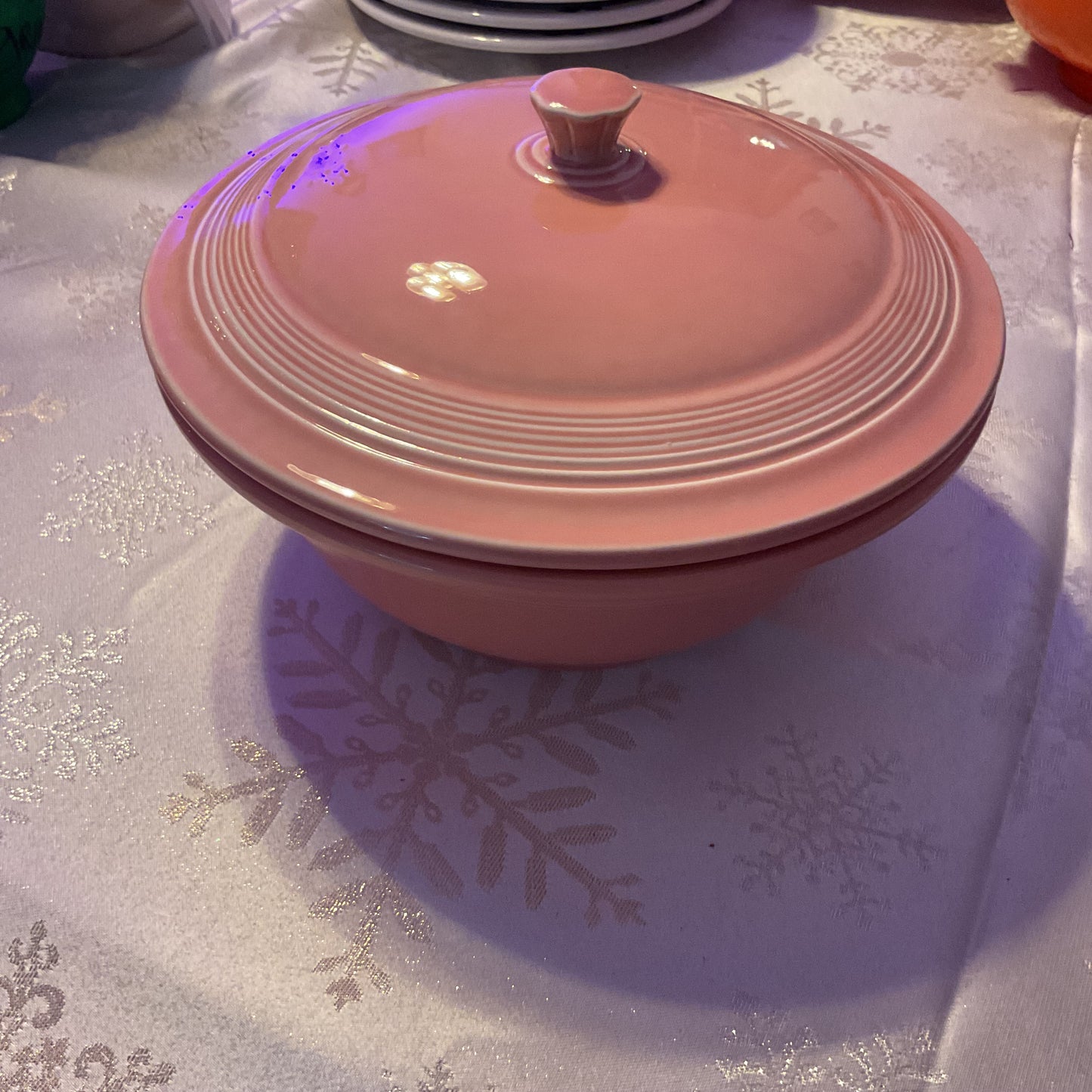 Fiestaware Fiesta Rose Pink Homer Laughlin Round Covered Casserole Dish w/ Lid