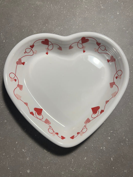 RARE Retired Fiesta Heart Shaped Valentines 9" Plate White BRAND NEW FIESTAWARE