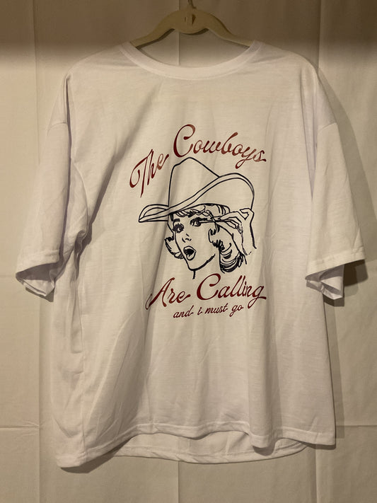 (L) “The Cowboys Are Calling and I Must Go” Front Graphic SHEIN T-Shirt